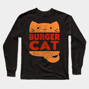 Burger Cat Retro Long Sleeve T-Shirt